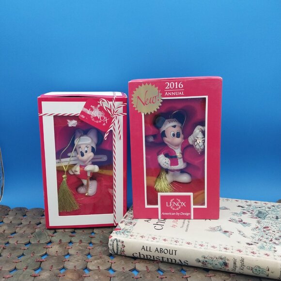 Lenox Skiing Minnie & 2016 Mickey Ornament - Picture 1 of 8